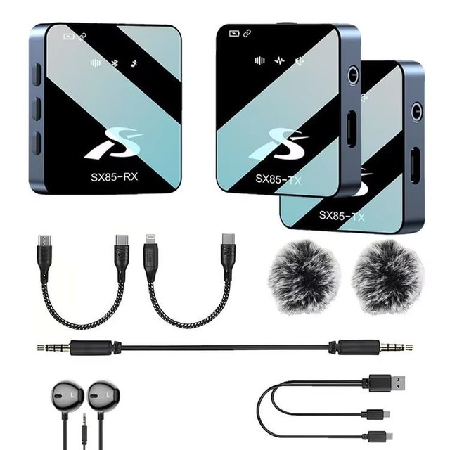 SX85 High Quality Wireless Condenser Lavalier Microphone 656FT 8H Noise Cancelling for Online Class Vlog Stream YouTube Desktop