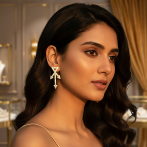 Boucles d'oreilles en argent 925 plaqué or avec zircon, ensemble de bijoux de luxe pour femmes - Product Image 4