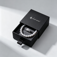 Boîte à bijoux vintage en cuir PU noir, boîte cadeau rigide avec logo personnalisé en feuille d'or pour bagues, colliers, bracelets