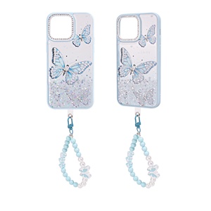 OEM TPU + PC đa-màu long lanh bướm sơn Epoxy + dầu bóng trường hợp điện thoại với chuỗi Bìa trường hợp fundas bảo vệ trường hợp - Product Image 5