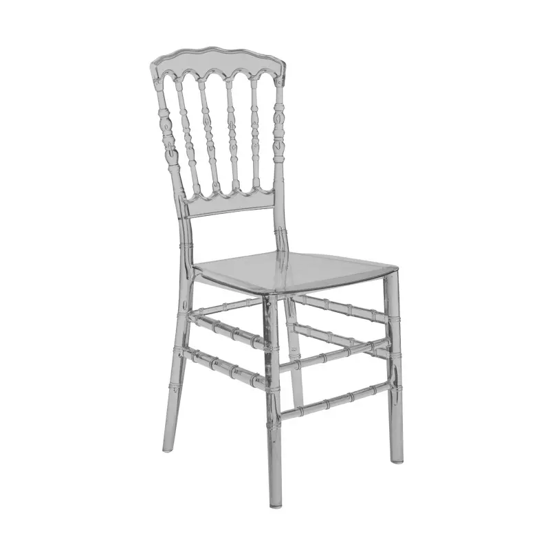 Vendita calda trasparente sedia Chiavari in resina trasparente bianco in plastica acrilica sedia di nozze all'ingrosso naoleon sedia