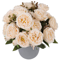 Pivoines artificielles en soie, bouquet beige, 4 lots, style ROMANTIQUE, durables, 14,25 pouces, pour décoration de table de mariage ou de la maison