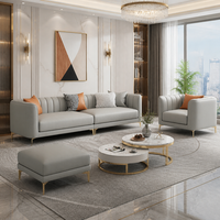 YUAN CHANG Modernes Modulares PU-Leder-Sofa-Set mit Edelstahlbeinen und Gemischtem Holzrahmen für Hotel, Villa und Wohnzimmer