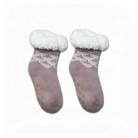 Chaussettes d'hiver pour filles, mignonnes, antidérapantes, tricotées, jetables, en peluche, à pois, motif cabane de pain d'épices