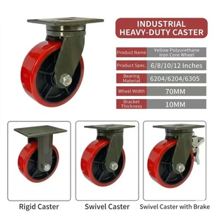 <strong>6</strong> <strong>Inch</strong> 8 <strong>Inch</strong> 10 <strong>Inch</strong> 12 <strong>Inch</strong> Heavy Duty <strong>Caster</strong> Wheels PU <strong>Casters</strong> Brake Swivel Industrial <strong>Caster</strong> Wheels - Product Image 2