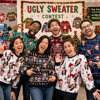 Pull de Noël personnalisé OEM ODM avec photo et texte, pull décontracté pour les fêtes, pull assorti pour la famille, pour adultes et enfants