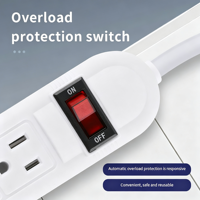 Protector de Sobretensión de 6 Tomas de Corriente, Protección Contra Sobrecarga, Cable de 2 m, Corriente Nominal de 10 A, Enchufe de Extensión, Cable de Extensión Eléctrico
