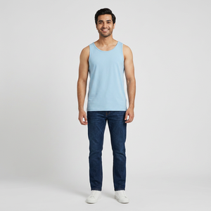 Camiseta sin Mangas Personalizada con Logotipo Barata para Hombre, Suave y Elástica, Cómoda de Usar, Camiseta Deportiva para Hombre, 95% Algodón, 5% Elastano, Ropa para Hombre - Product Image 1
