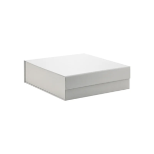 Boîte cadeau pliante magnétique carrée de taille moyenne en blanc uni avec logo imprimé sur mesure et couvercle magnétique - Product Image 3