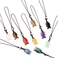 Breloque Poisson en Cristal Naturel Thème Océan, Ornement Multifonctionnel Tai Chi Fait Main, Accessoire Créatif pour Sac et Dragonne de Téléphone