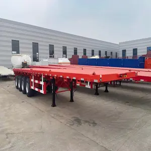 Best Price 30Ton 40Ton 50Ton 2 3 4 Axles Flatbed Semi Truck Container Trailer 48 Ft 40 Ft 20 Ft For Sale