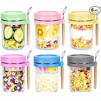 Gobelets et ensembles de petit-déjeuner écologiques portables pour overnight oats – Contenant en verre avec cuillère, couvercle, remplissage et emballage hermétique