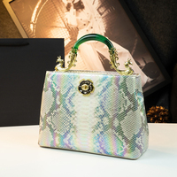Sac à main de luxe à motif peau de serpent, style chinois vintage, avec poignée en jade, sac à bandoulière élégant à imprimé python pour femme