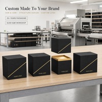 Caixa de Presente para Velas Personalizada Preta com Corte Diagonal, Duas Peças, com Tampa Removível e Acabamento Dourado para Embalagens de Luxo – Atacado