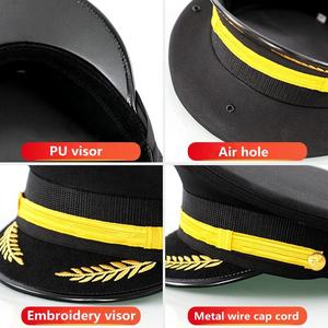 <span class=keywords><strong>Gorra</strong></span> <span class=keywords><strong>de</strong></span> Capitán Negra Desmontable Personalizada con Bordado 3D, Gorro <span class=keywords><strong>de</strong></span> Aviador Puntiagudo para Fiestas Casuales y Estilo <span class=keywords><strong>de</strong></span> Rol - Product Image 4