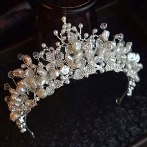 Sang Trọng Handmade Mạ Hợp Kim Vương Miện Baroque Chuỗi Ngọc Trai Wedding Phụ Kiện Tóc Cho Phụ Nữ Cho Ngày Kỷ Niệm Và Engagements - Product Image 5