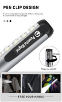 Lampe torche LED de poche portable de type C, rechargeable par USB, avec clip magnétique, lampe de travail LED