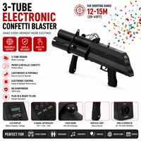 Canon à confettis électronique portable à 3 tubes, écologique, durable et sûr pour les fêtes d'anniversaire, de Noël et de mariage