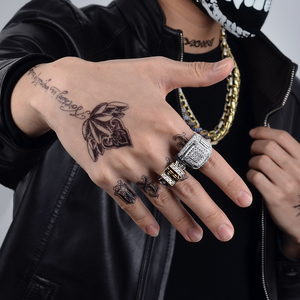 Gioielli HipHop di alta qualità Bling zircone cubico in ottone <span class=keywords><strong>925</strong></span> Sterling Silver rodiato anelli da <span class=keywords><strong>uomo</strong></span> - Product Image 6