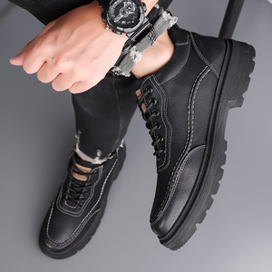 Botas Martin para Hombre, Estilo Casual de Primavera, con Cordones, Punta Redonda, de Cuero, Suela de Goma Antideslizante - Product Image 4