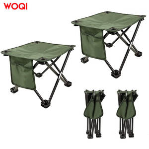 เก้าอี้พับแคมป์ปิ้งพกพา Woqi ทำจากอลูมิเนียมทรงสี่เหลี่ยม สีเขียวมะกอก ขนาด 32x32x34 ซม. - Product Image 1