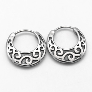 yunnique Geometric <b>Hoop</b> <b>Earrings</b> Titanium Steel Minimalist Ethnic Style Round Clip On <b>Earrings</b> For Women Men Fashion Jewelry - Product Image 1