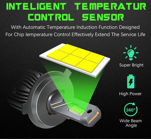 Phare LED Raych Gray R8S avec ventilateur Flip Chip H1 H3 H7 H11 H13 9005 9006 9007 H4 Faisceau haut/bas 110W 20000lm Phare LED - Product Image 2