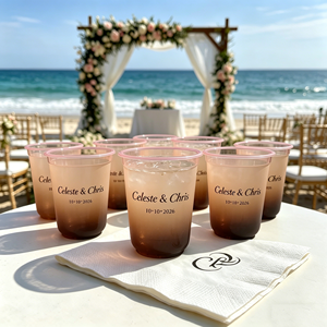 Gobelets de fête personnalisés en PP écologique à paroi simple, couleur dégradée marron, 16 oz, avec logo pour mariage, cadeau d'entreprise, promotion, utilisation en banquet - Product Image 1