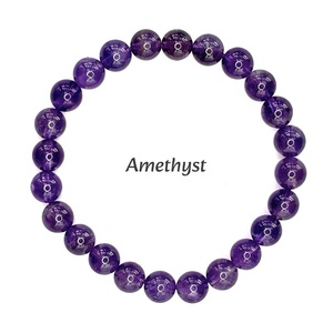 Bracelets de perles d'améthyste Bracelets de pierres précieuses de 8mm en gros pour femmes - Product Image 1