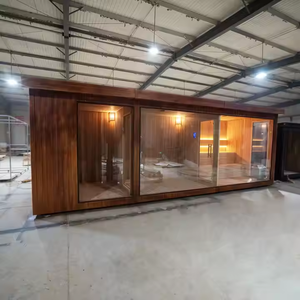 ساونا جافة فاخرة عالية الجودة للحدائق الخارجية، ساونا بخار رطب كبيرة تعمل بالخشب مع فرن تسخين كهربائي بقوة 6 كيلو واط وقدرة 9 كيلو واط - Product Image 4