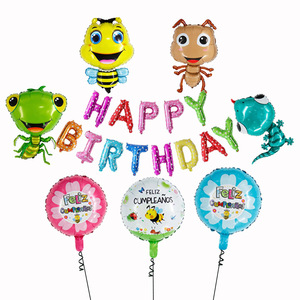 Ballons en aluminium de <span class=keywords><strong>18</strong></span> pouces, motif animaux insectes de dessin animé (abeille, coccinelle, grenouille, escargot), mignons, pour décoration de fête d'anniversaire - Product Image 1