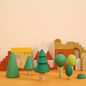 Bloques de construcción de árboles del bosque de madera para niños pequeños, juguetes de exploración de la naturaleza de 0 a 24 meses - Product Image 2
