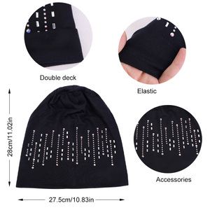 Bonnet en strass chapeaux pour hommes femmes Slouchy Beanie Hip-Hop casquettes léger doux crâne casquettes pour <span class=keywords><strong>chimio</strong></span> sommeil - Product Image 5