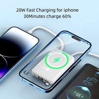 Penjualan Terbaik 2026 Mini Kecil 20000mah Power Bank Nirkabel Magnetik 10000mah Pengisian Cepat dengan Kabel Terintegrasi
