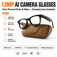 Lunettes Intelligentes IA ME03 avec Caméra 13MP IMX219, Boîtier de Charge 2000mAh, Stabilisation EIS, Batterie 270mAh, Stock Usine OEM, Vente en Gros