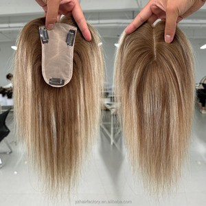 Topper de Cabello Humano Virgen de Fábrica Directa con Cutícula Alineada, Balayage Rubio, Base de Seda, Encaje Suizo, Sin Silicona - Product Image 1