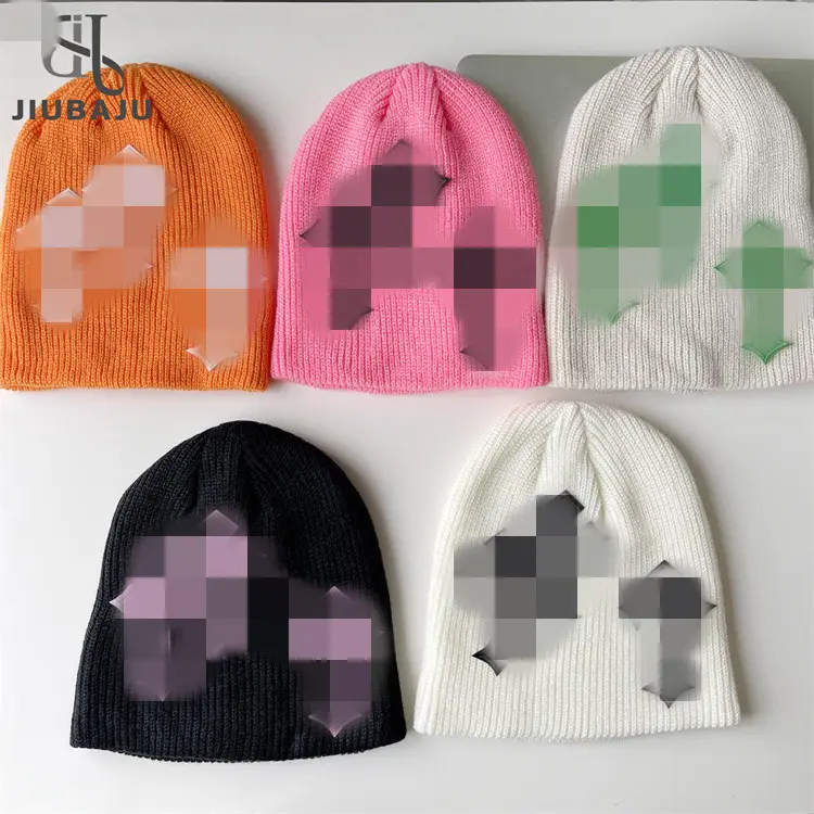 Knitted Winter Hat for Women Lightweight Foldable Keep Warm Windproof Cycling Hats Y2K Cross Decor Beanies Hat