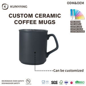 Tasses en céramique OEM 285 ml personnalisables en grès, glaçure mate pleine couleur, logo personnalisé, design de couleur, tasses à café en céramique - Product Image 3