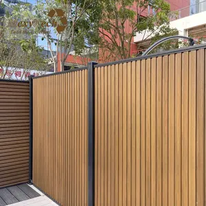 Garden Zaun Wpc Wooden Privacy Fence Panels Slatted Wall Design Co-extrusion Technique Yard Fencing