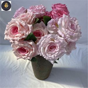 จีนผลิตดอกกุหลาบ 5 หัว ประเทศไทย ควีนไซส์ ผ้ากราวด์ ดอกไม้ประดิษฐ์ กุหลาบ - Product Image 4