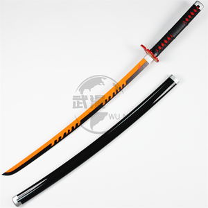 Schwarz Orange Flame Blade Tsugikuni Yoriichi Anime Requisiten Holz spielzeug Schwerter für Party Cosplay - Product Image 6