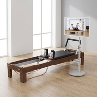 Équipement de Pilates Commercial et de Fitness en Bois de Noyer pour la Maison, Reformer de Pilates, Écran LCD Portable