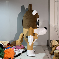Costume de mascotte gonflable en peluche de chien de dessin animé, tenue de personnage chiot marron et blanc, pour défilé, carnaval, spectacle événementiel