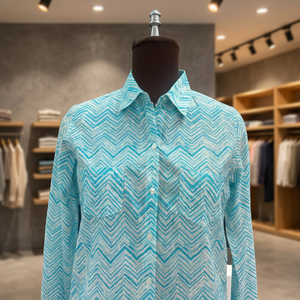 Camisa Azul de Mujer con Botones, Manga Larga, Cuello Clásico, Estilo Oficina, Vintage, Ecológica, para Primavera/Verano - Product Image 5