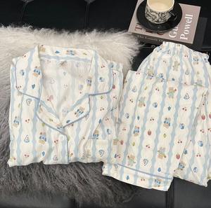 Conjunto de Pijama de Mujer, Nuevo Estilo, con Botones <span class=keywords><strong>en</strong></span> la Solapa, Pantalones Largos, Suave y Holgado, <span class=keywords><strong>Ropa</strong></span> de Casa de Dos Piezas - Product Image 6