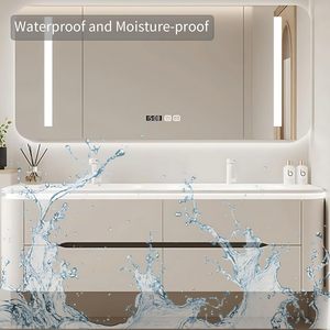 Hiện đại tùy chỉnh kem-phong cách nổi phòng tắm Vanity với LED gương và đôi gốm lưu vực cho gia đình biệt thự và khách sạn - Product Image 4