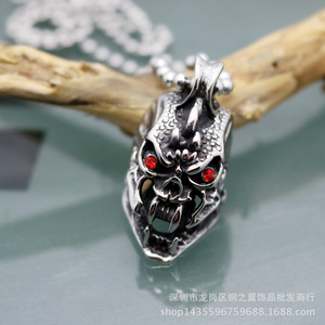 Yunnique – collier avec pendentif squelette en acier inoxydable 316, incrustation de pierre rouge, bijoux de mode de Style Punk - Product Image 3
