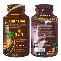 À base de plantes 30ml vente en gros Meidu fabricant de cosmétiques cheveux couleur marque crème liquide 3 en 1 teinture Sachet cheveux teinture shampooing