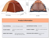 Tente de camping familiale grande capacité OEM, imperméable, double couche, en forme de dôme, avec véranda spacieuse pour les activités de plein air et la randonnée