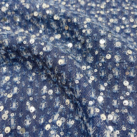 Vente en gros tissu design pailleté denim lavé tissu brodé pour pantalons épais vestes jupes sacs chaussures